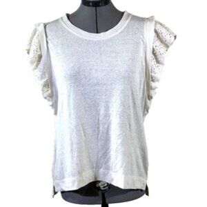 BCBG MaxAzria off-white breathable linen blend top, L